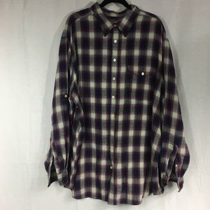 Men’s 3XLT blue red flannel plaid shirt long sleeve button front roll up sleeve